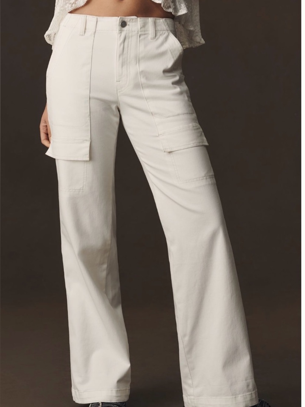 Anthropologie Pilcro White Utility Bootcut Pants Sz 32 summer coastal - Picture 2 of 10